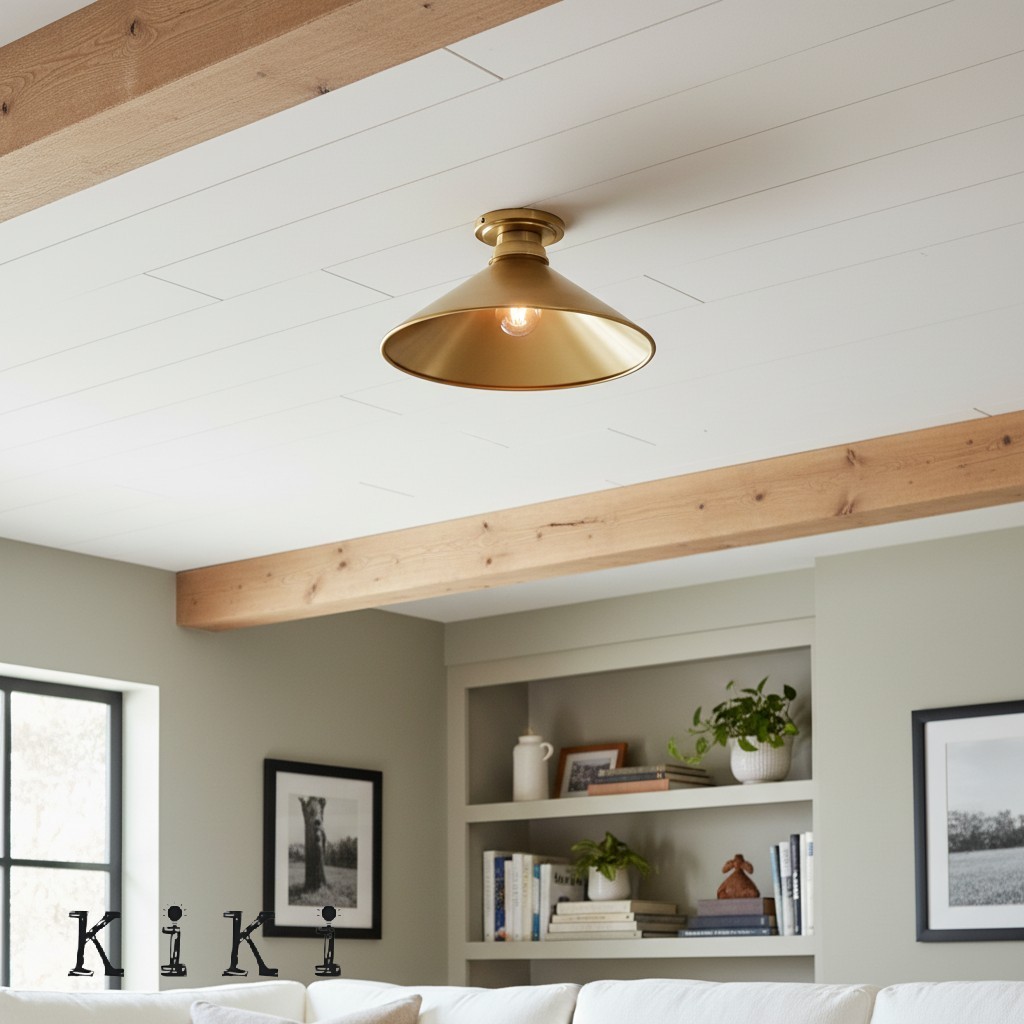 Aurenza Simple Flush Mount – Metal and Glass Ceiling Light for Any Room K1138