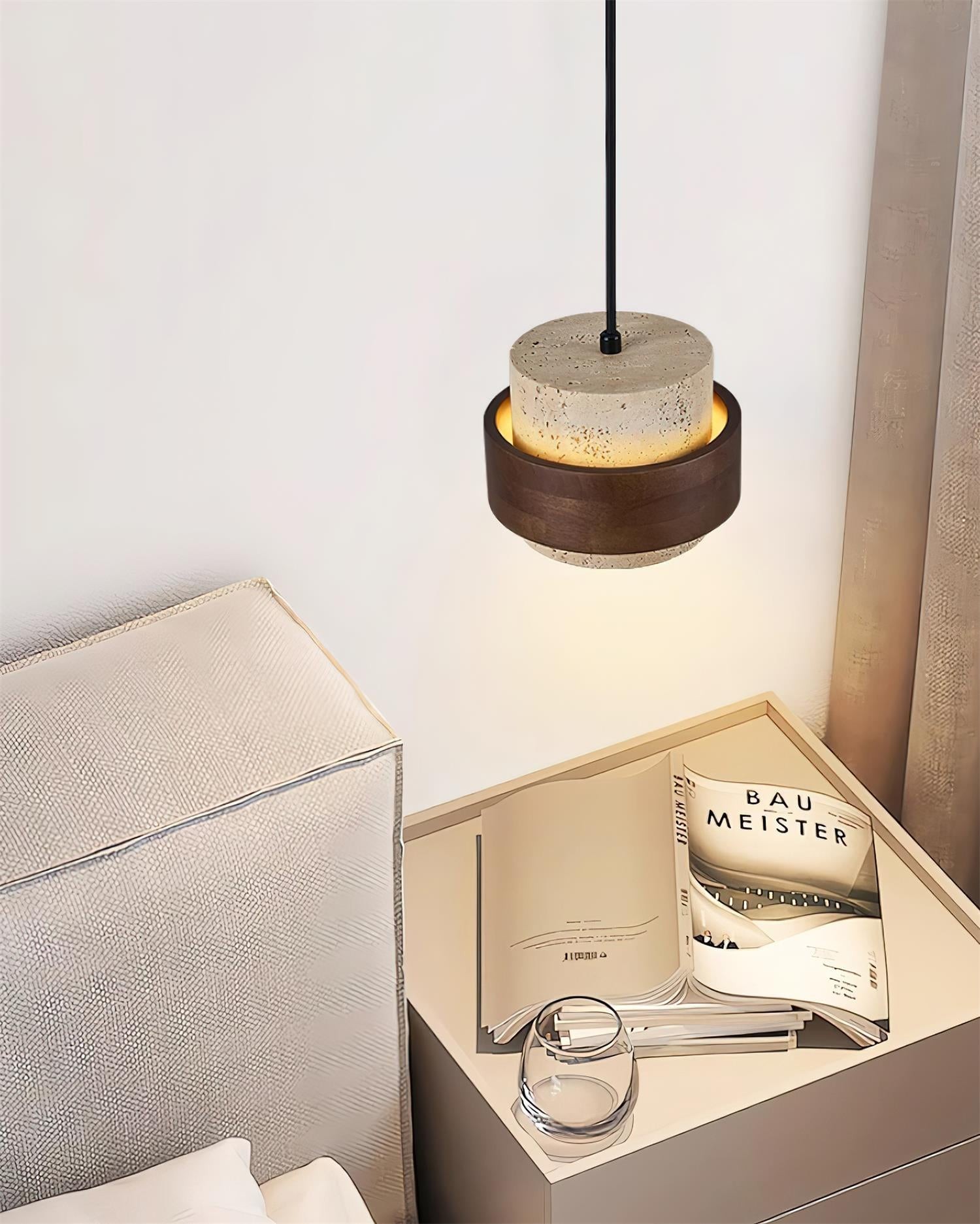 Cylinder Travertine Pendant Lamp K324