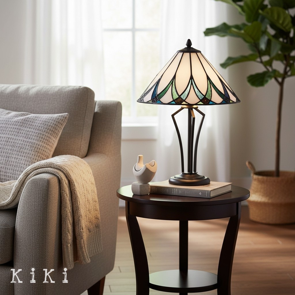 TF Allanton Elegant Ripple Glass Table Lamp - Vintage Style Accent for Bedroom K1949