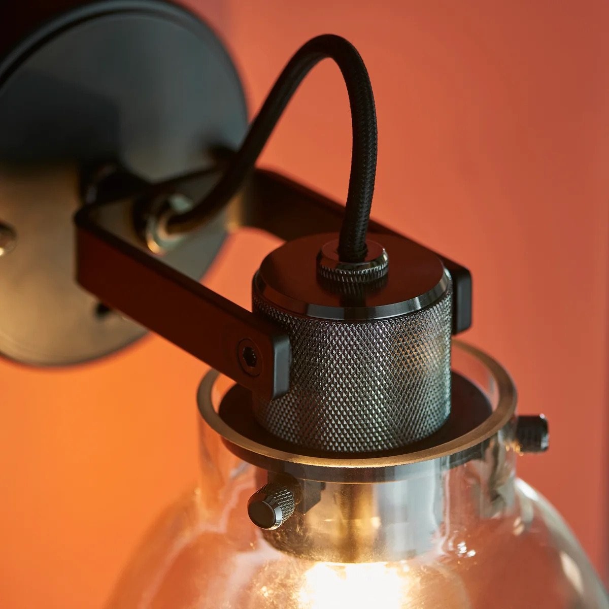 Readium Modern Glass-Shaded Wall Lamp - Adjustable Head for Bedrooms K1840