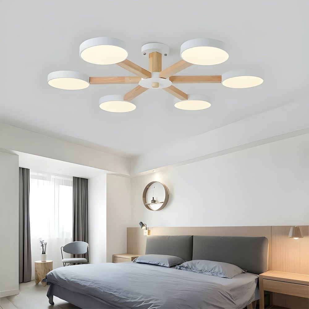 Multiple Round Wood Branched Ceiling Lamp K938