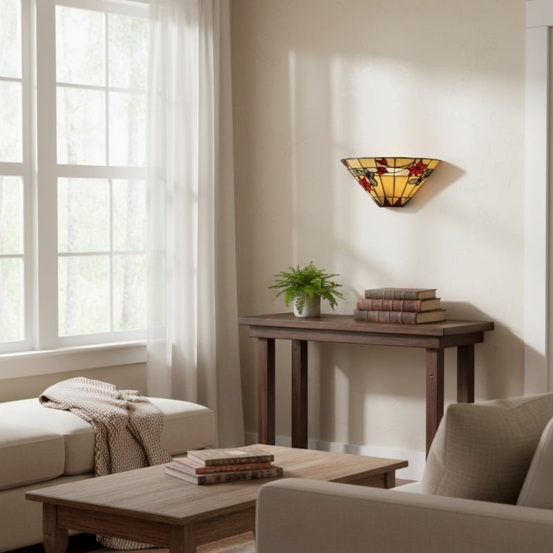 TF Butterfly Wall Sconce - Stained Glass Butterfly Design Wall Light K1922