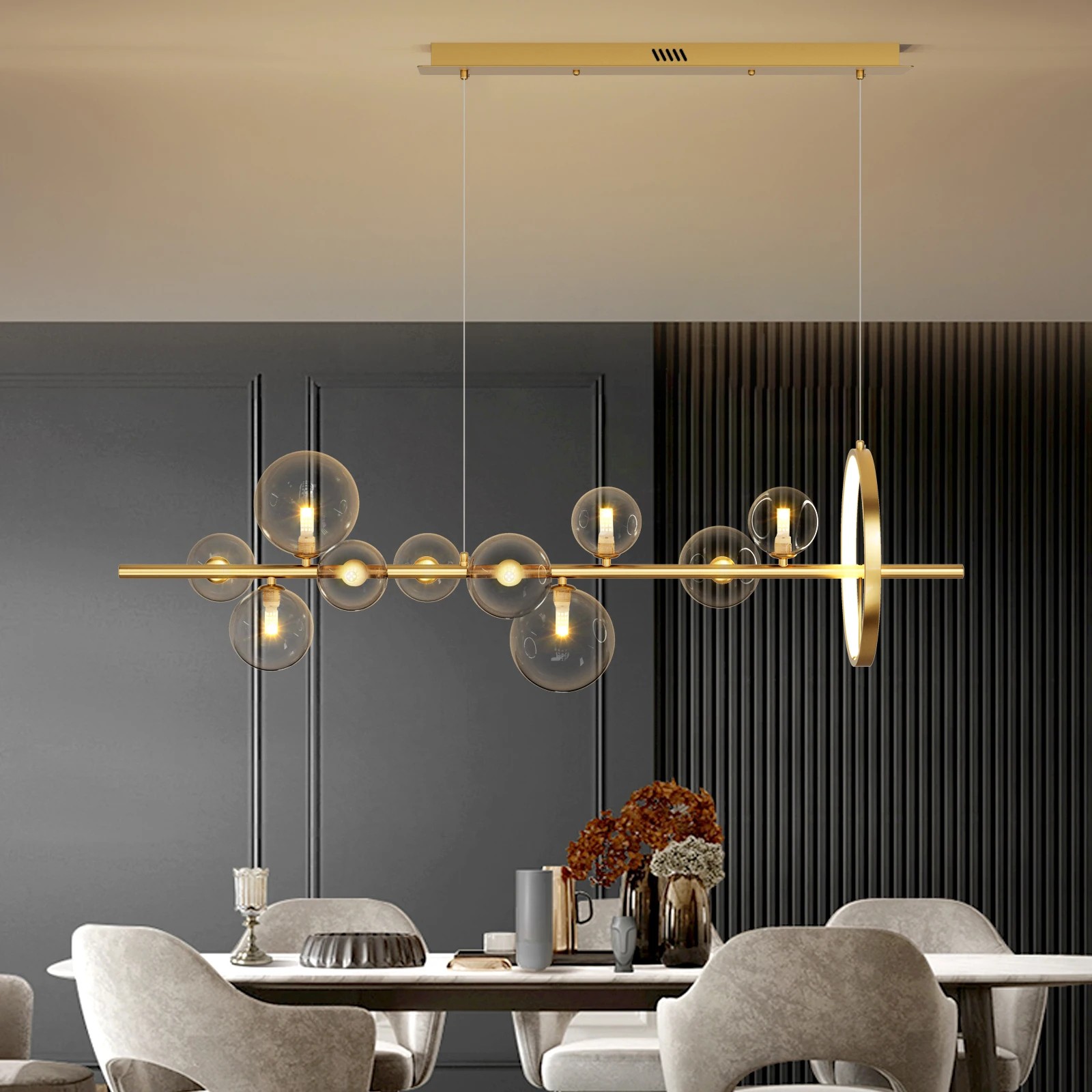 Linear Glass Globe Circle Island Pendant Lamp K124