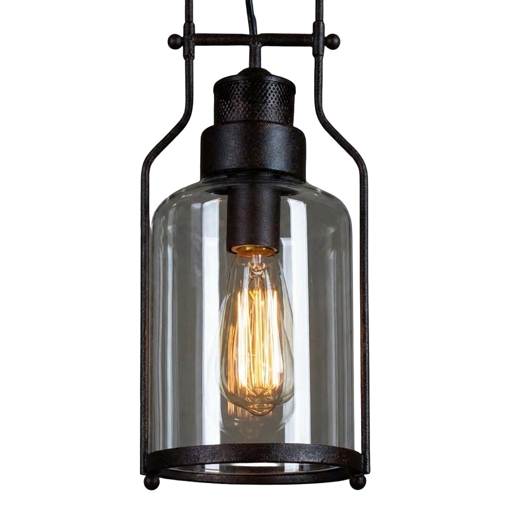 Lirra Retro Glass and Metal Hanging Lamp - Industrial Design for Dining K2234