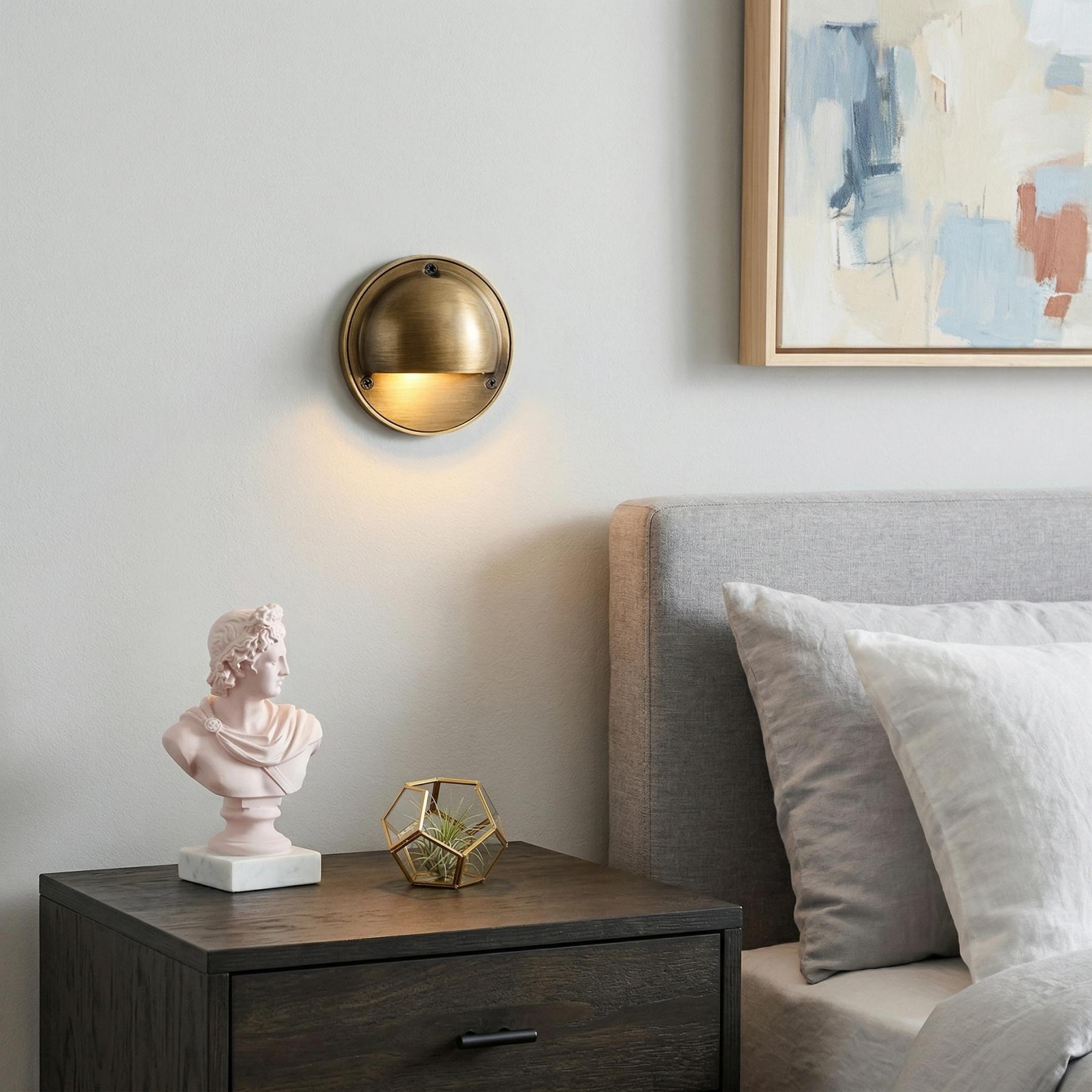 Ardelume Industrial Brass Wall Lamp - Weathered Metal Minimalist Indoor Sconce K2380