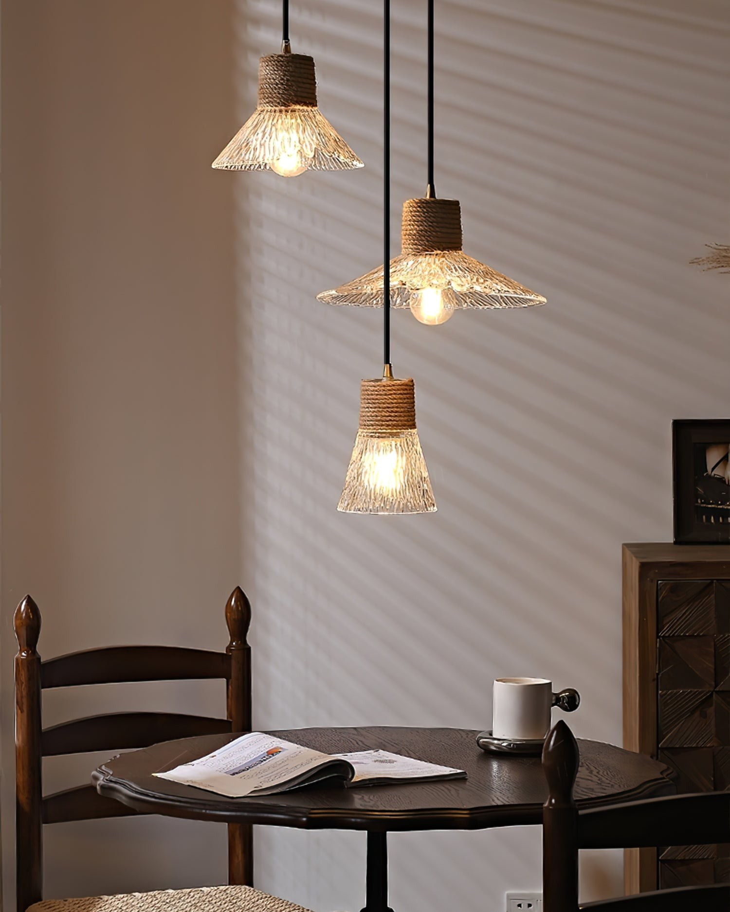 Hemp Rope Glass Pendant Lamp K1031