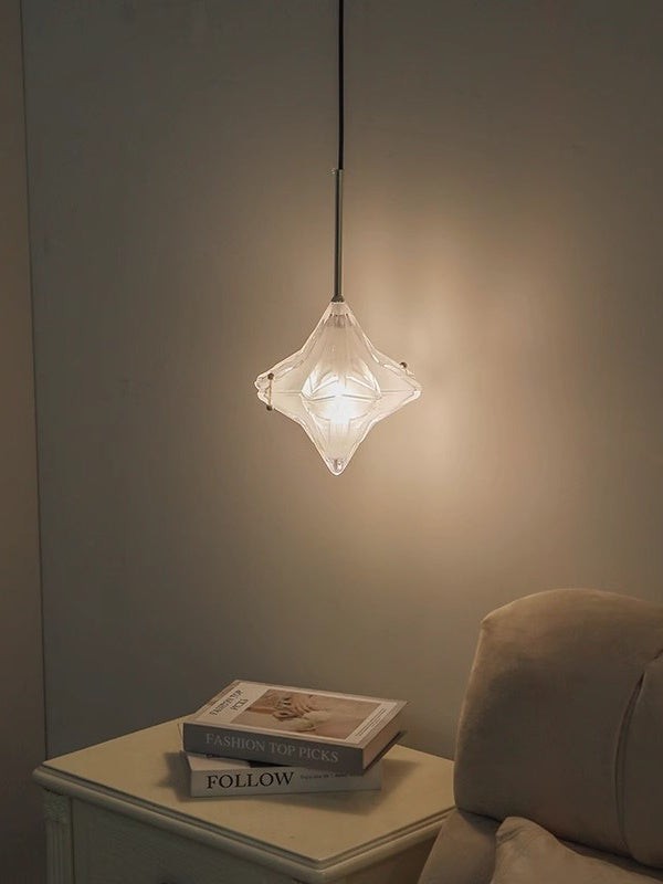 Art Deco Astris Elara Star Pendant Light - Frosted Glass Pendant with Geometric Style K1583