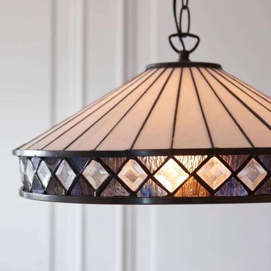 TF Fargo Pendant Light - Tiffany Style Lighting with an Art Deco Shade and Adjustable Chain K1938
