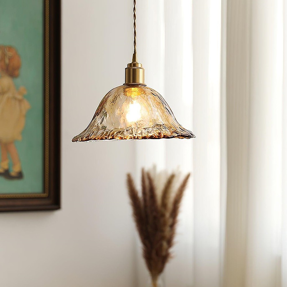 Vintage Irregular Brown Glass Pendant Light K139