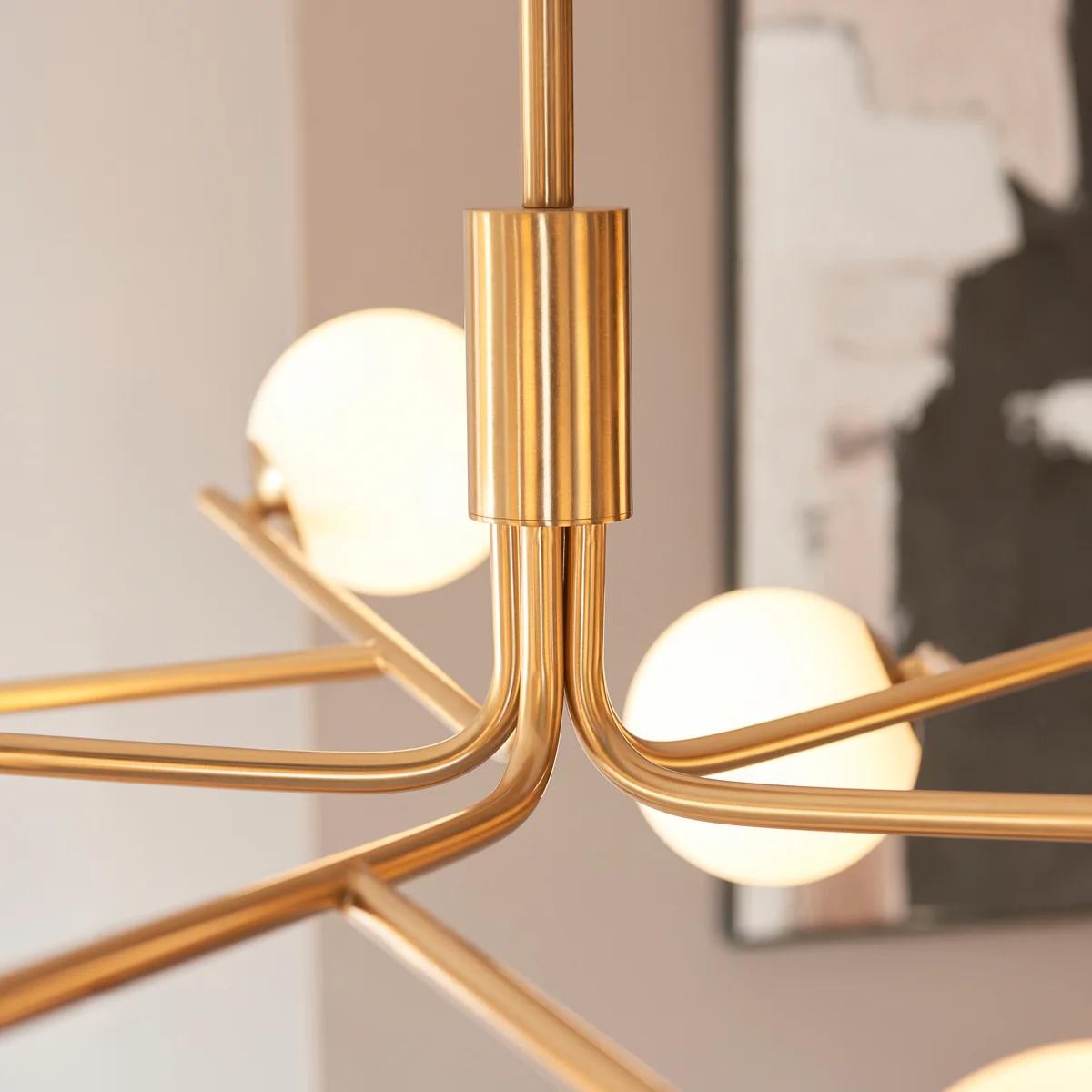 Tivara Mid-Century Modern 10-Light Pendant - Chandelier with Globe Shades for High Ceilings K1829