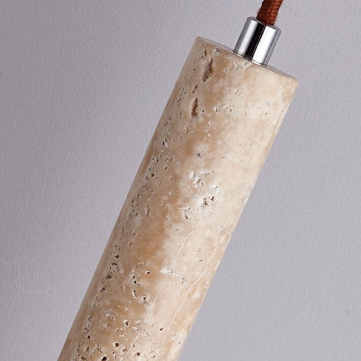 Japanese Wabi Sabi Yellow Travertine Cylinder 1-Light Pendant Light K846