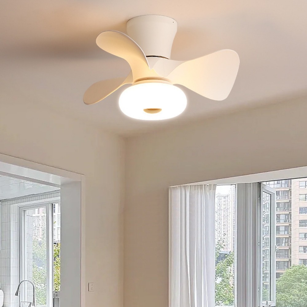 Modern Cream Quiet Led Ceiling Fan Light For Bedroom K1113