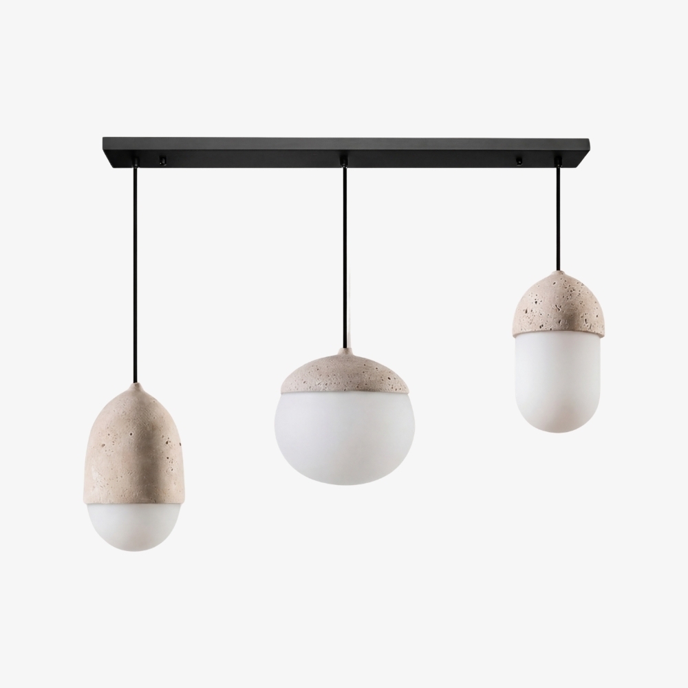 Orbaltis Modern Orb Cluster Pendant Light - Natural Stone and Glass Hanging Lamp for Living or Kitchen K2266