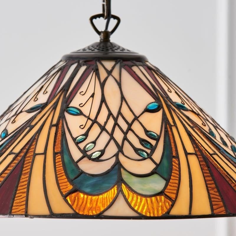 TF Hector Pendant Light - Art Nouveau Stained Glass Decorative Light for Dining or Living Room K2001