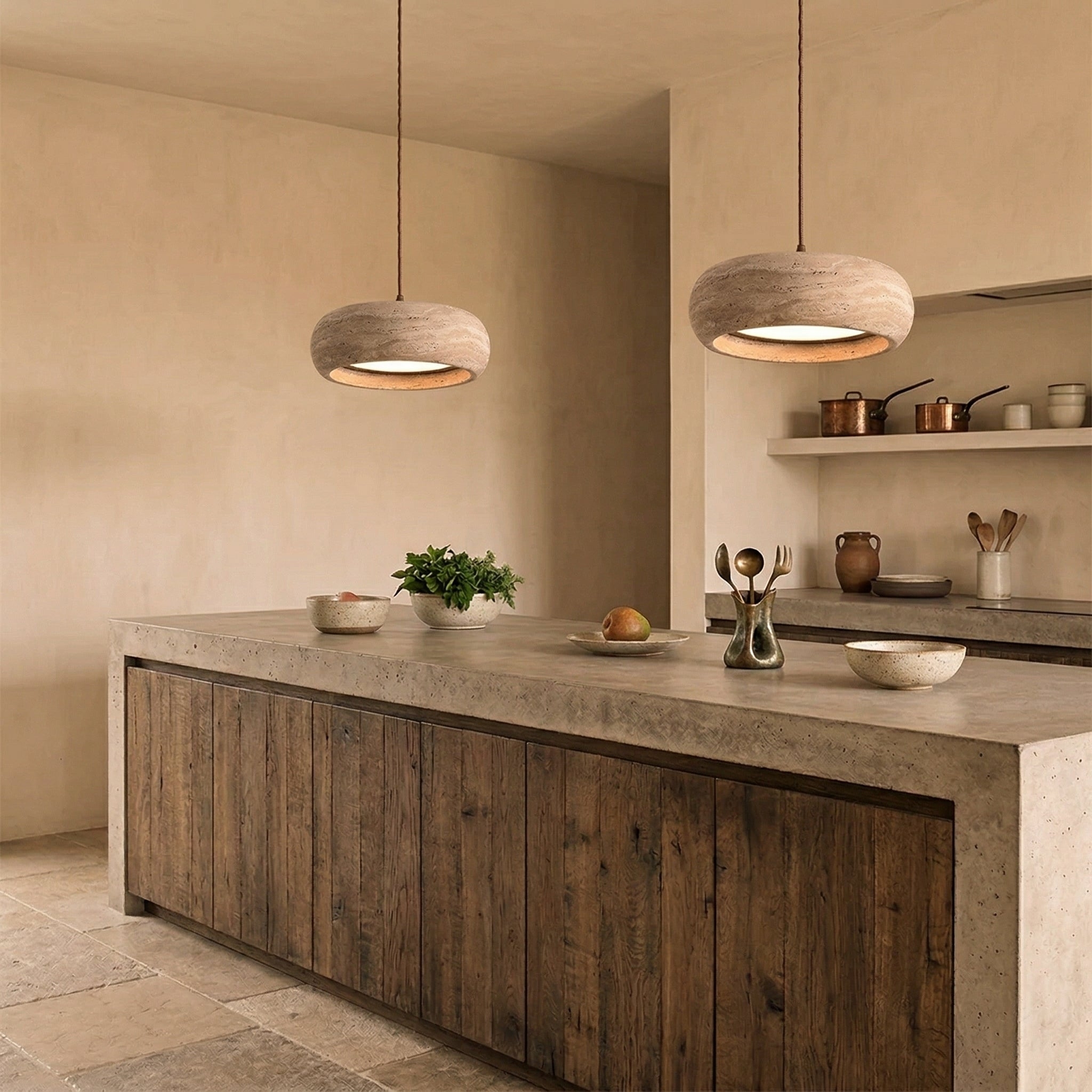 Travertine Drum Pendant Lamp D608