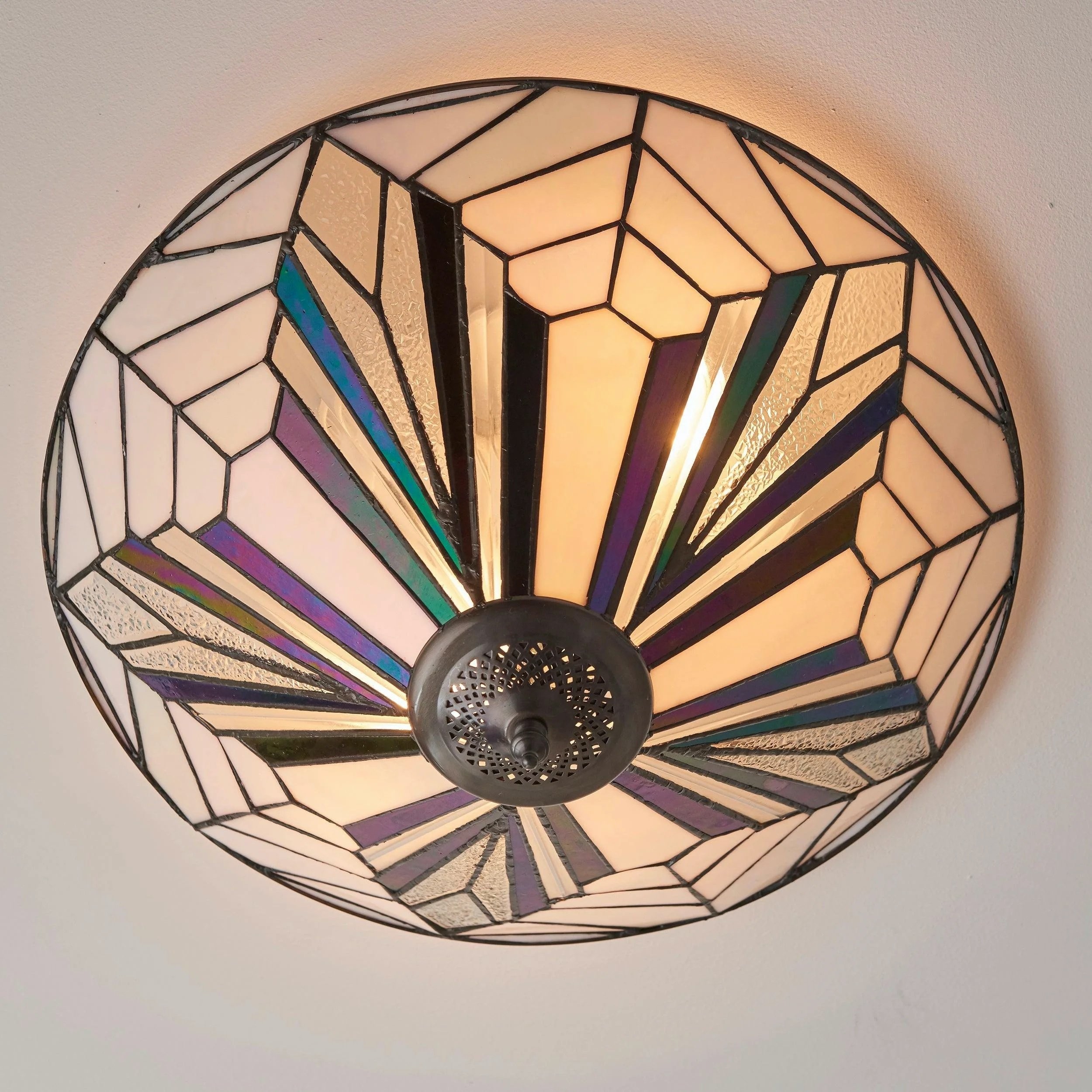 TiffStar Art Glass Ceiling Light - Vintage Style Flush Mount for Living Room K1786