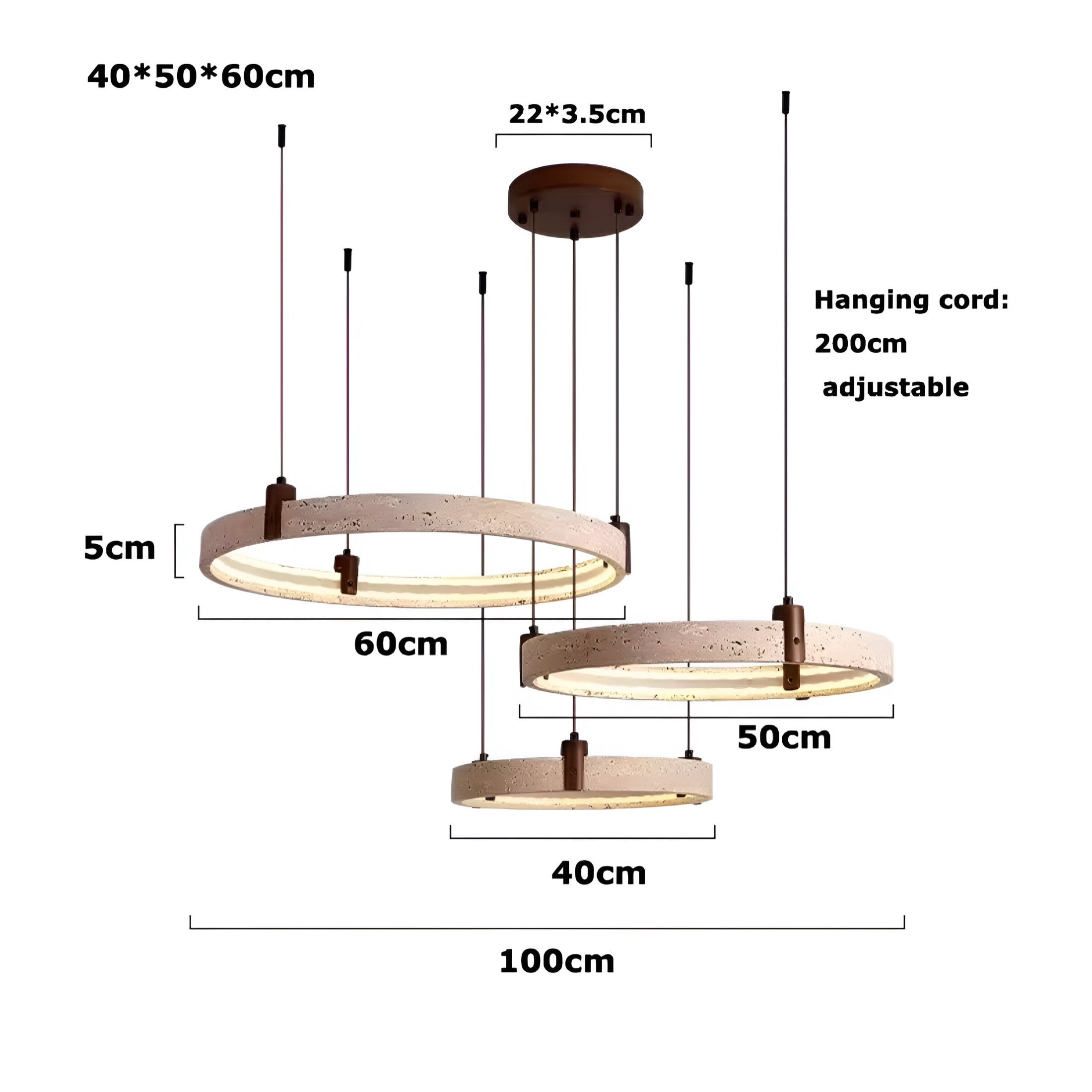 Simple Circular Travertine Pendant Lamp K842