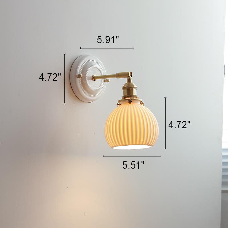 Vintage Japanese Ceramic Brass 1-Light Wall Sconce Lamp K1284