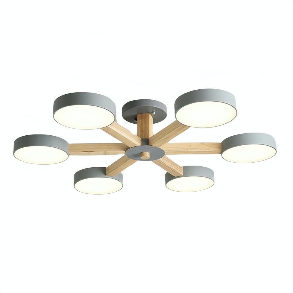 Multiple Round Wood Branched Ceiling Lamp K938