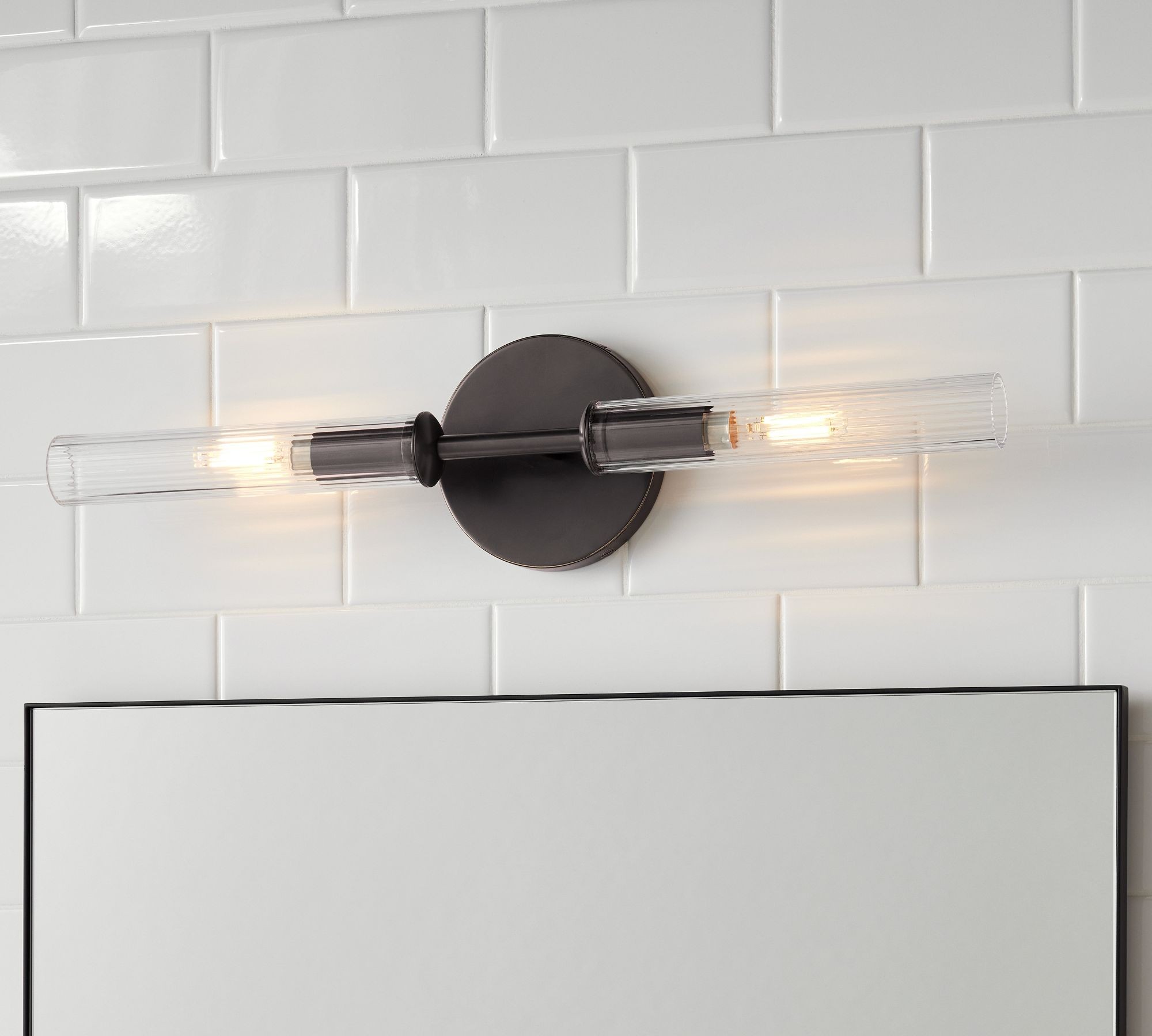 Bravira Ribbed Glass Tube Wall Sconce - Wall Light for Living Room and Hallway K1327