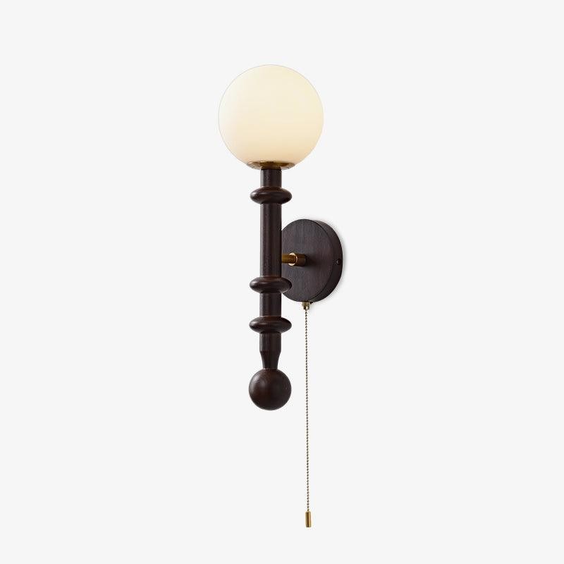 French Simple Vintage Bedside Wooden Glass Wall Lamp K639