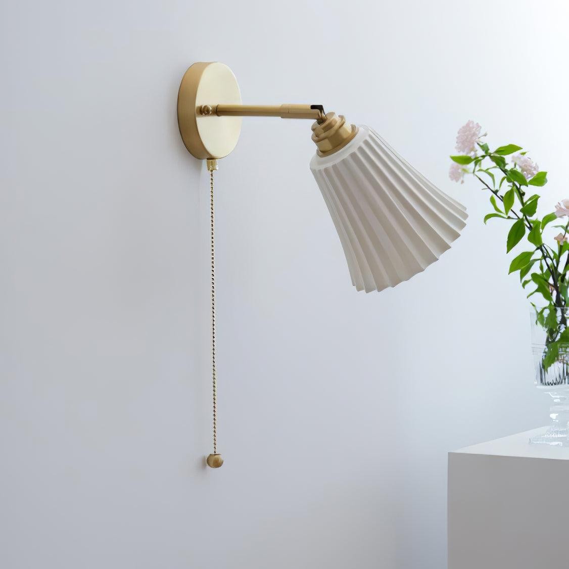 Modern Pull Cord Metal Ceramics Indoor Wall Lamp for Bedroom K730