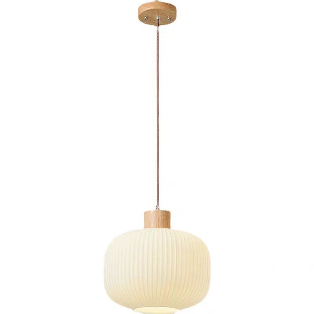 Nordic White Lantern-Like Glass Pendant Lamp K546