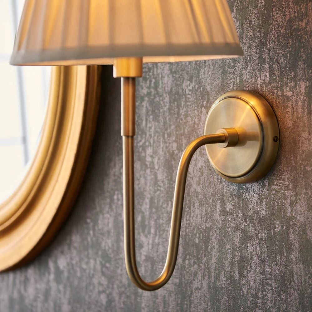 Ivoralux Tapered Fabric Wall Light - Modern Classic Curved Arm Sconce K1916