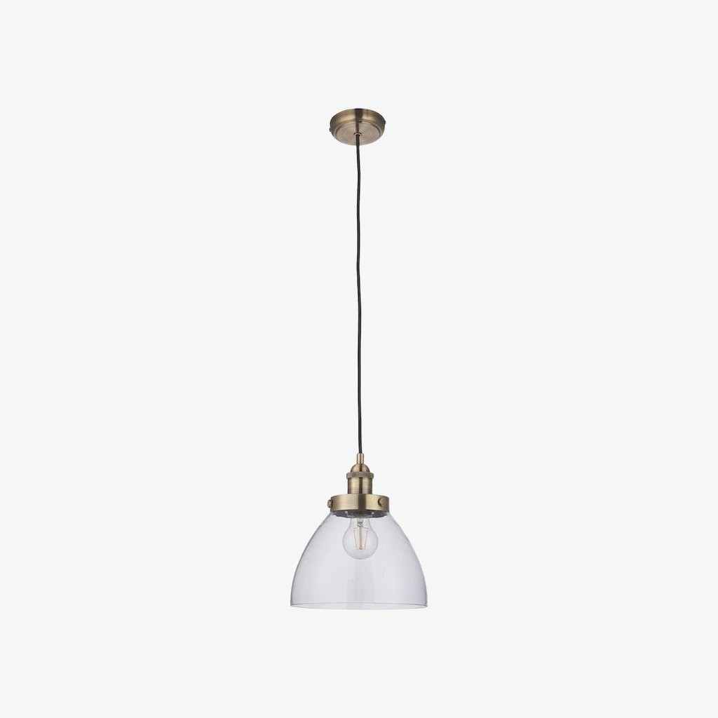 Novera Art Deco Dome Adjustable Height Glass Shade Pendant Light for Living Room K1980