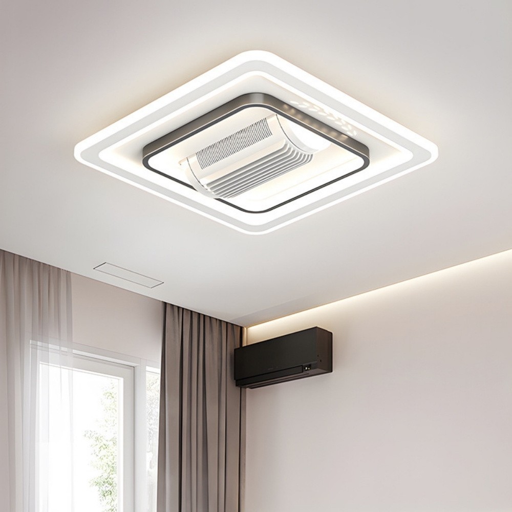 Modern LED Flat Quiet Bladeless Ceiling Fan LIght K1105