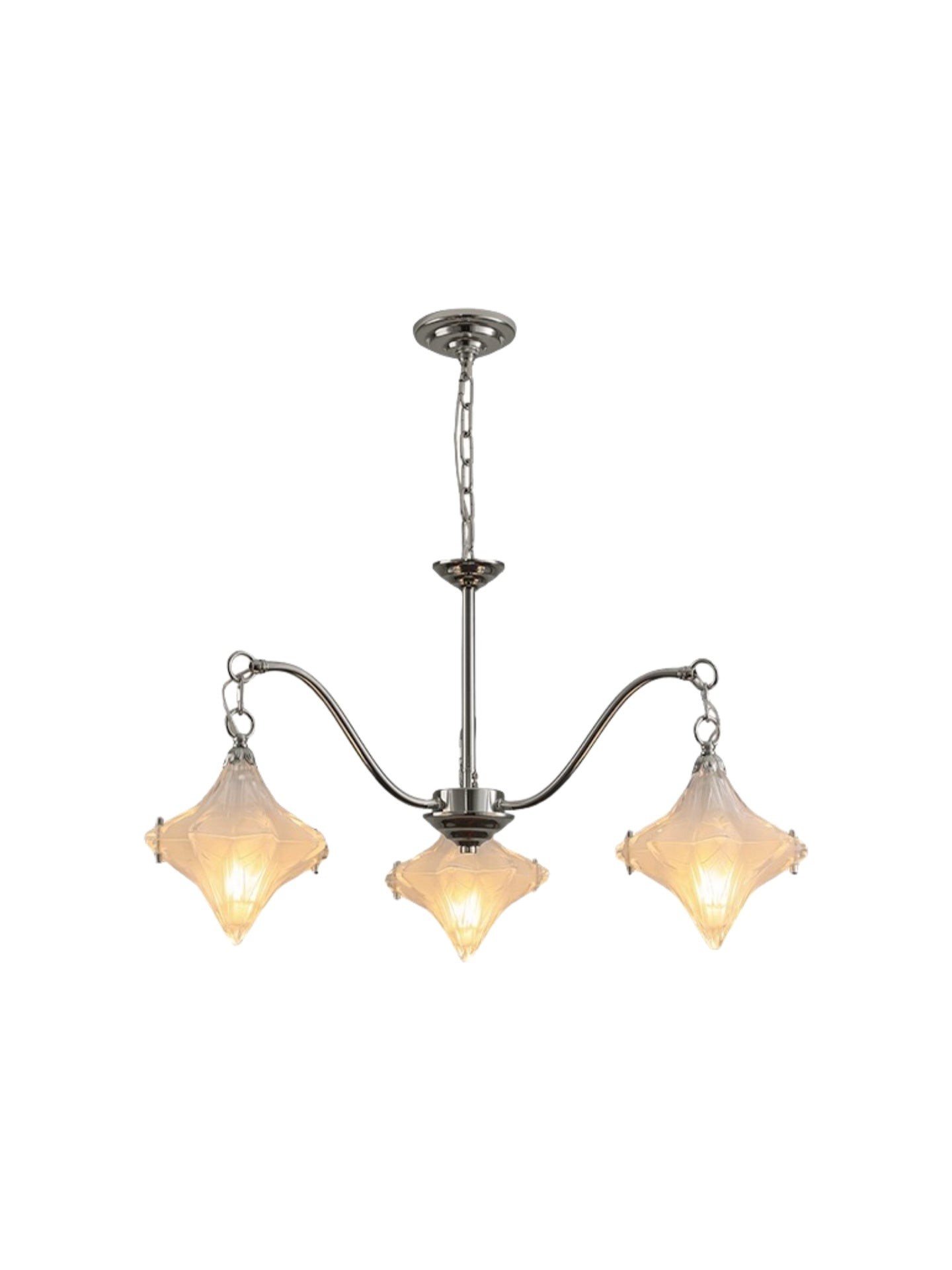Art Deco Astris Star Chandelier - Frosted Glass Deco Fixture for Dining Room K1564