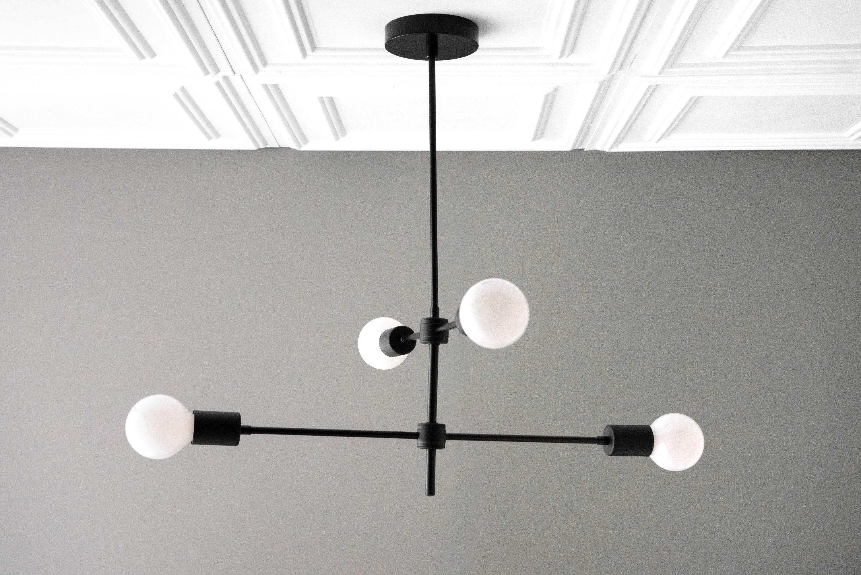 Mobilux Line Black and Brass Chandelier - Contemporary Globe Ceiling Hanging Light K1513