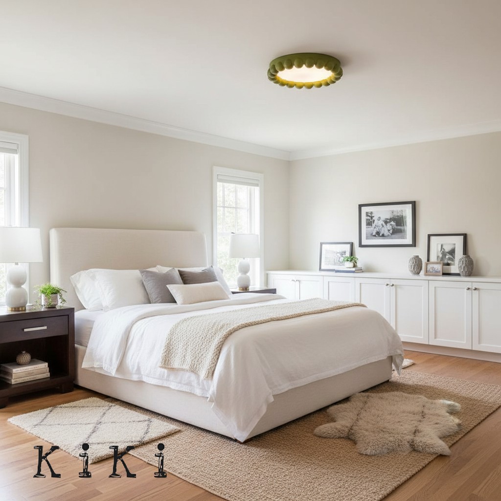 Minori Cream Art Deco LED Ceiling Lamp - Minimalist Round Design For Various Spaces K172