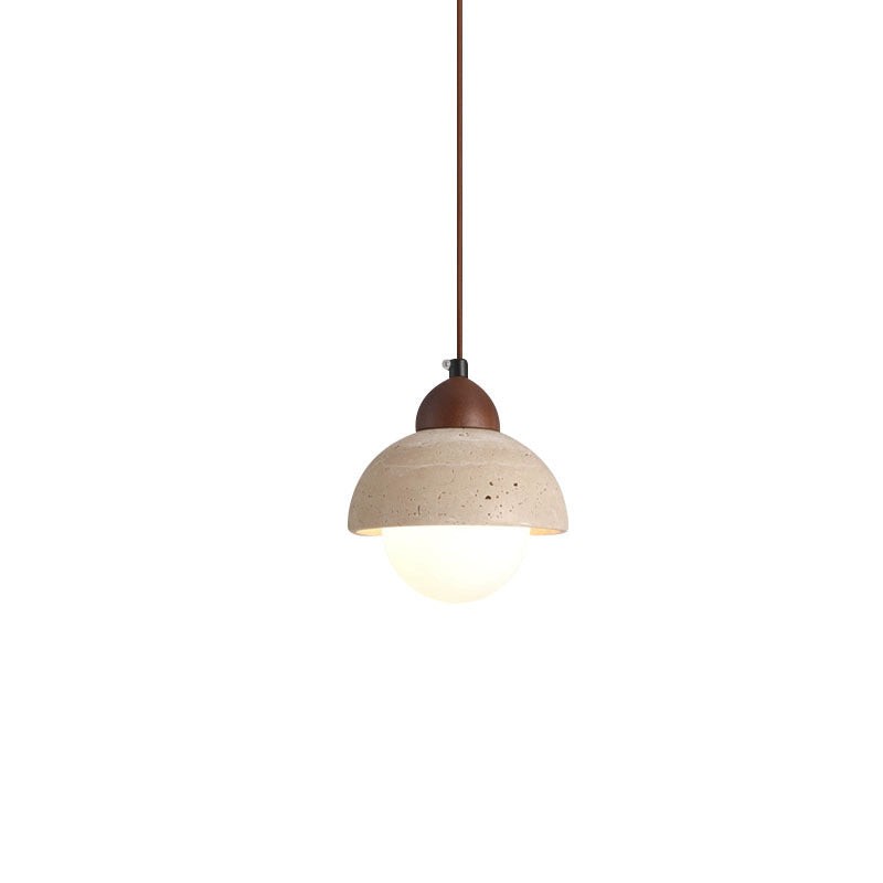 Traditional Japanese Travertine Wood Pendant Lamp K723