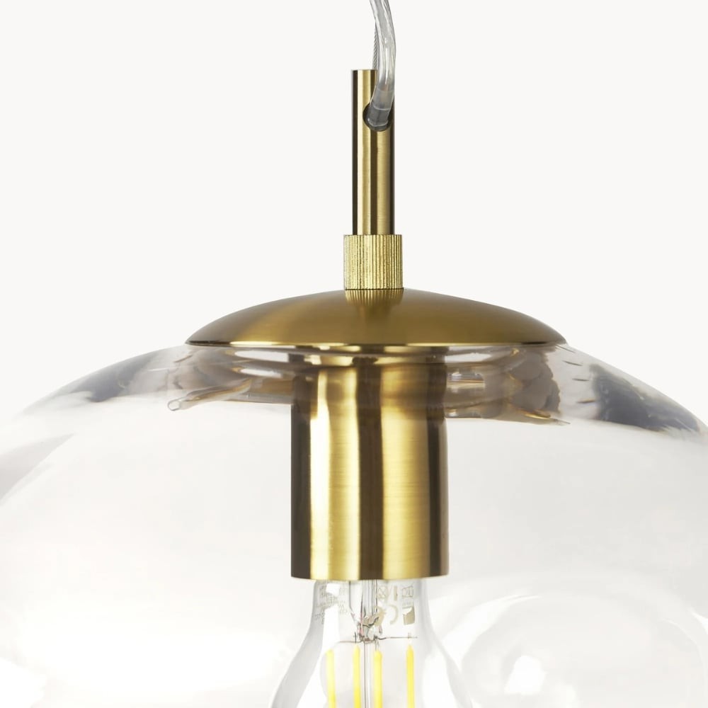 Glissora Soft Curved Glass Pendant Light - Hanging Pendant Glass and Metal for Dining and Kitchen Island K1750