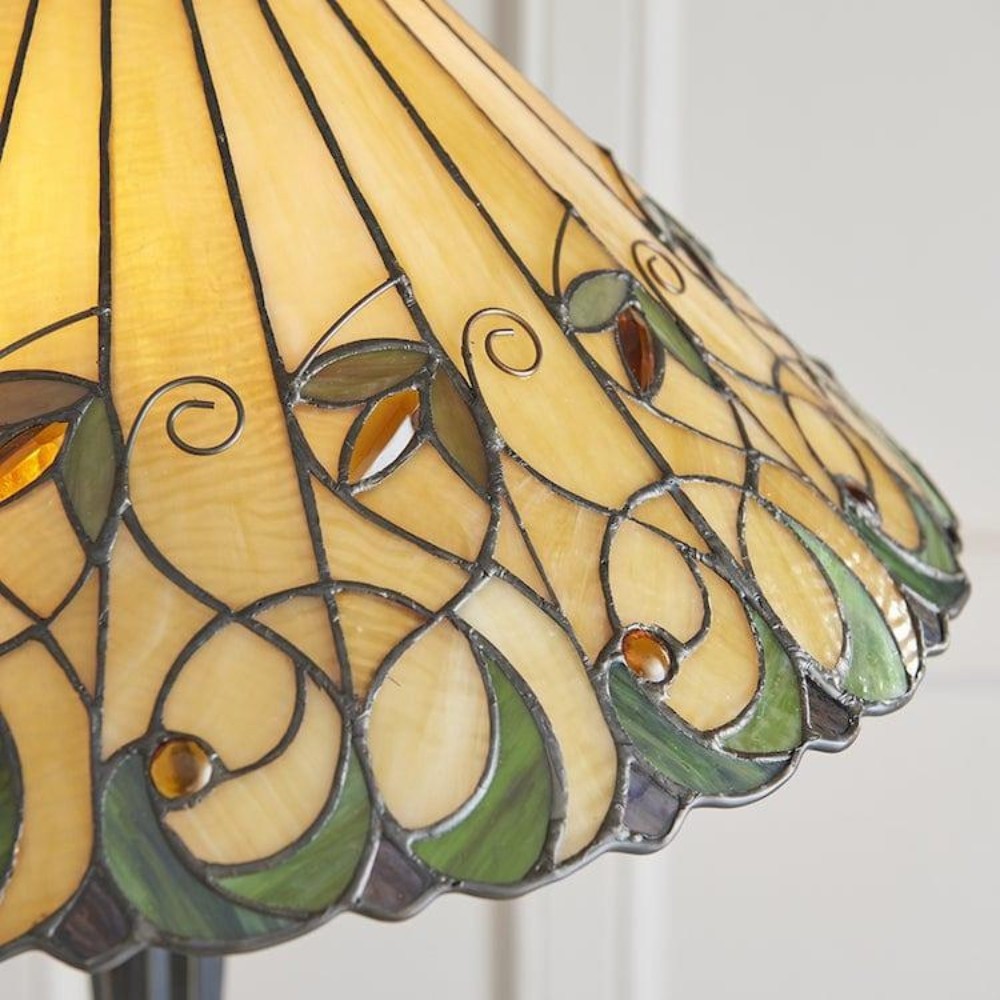 TF Jamelia Stained Glass Floor Lamp - Jewel-toned Mosaic Shade Floor Lamp K1831