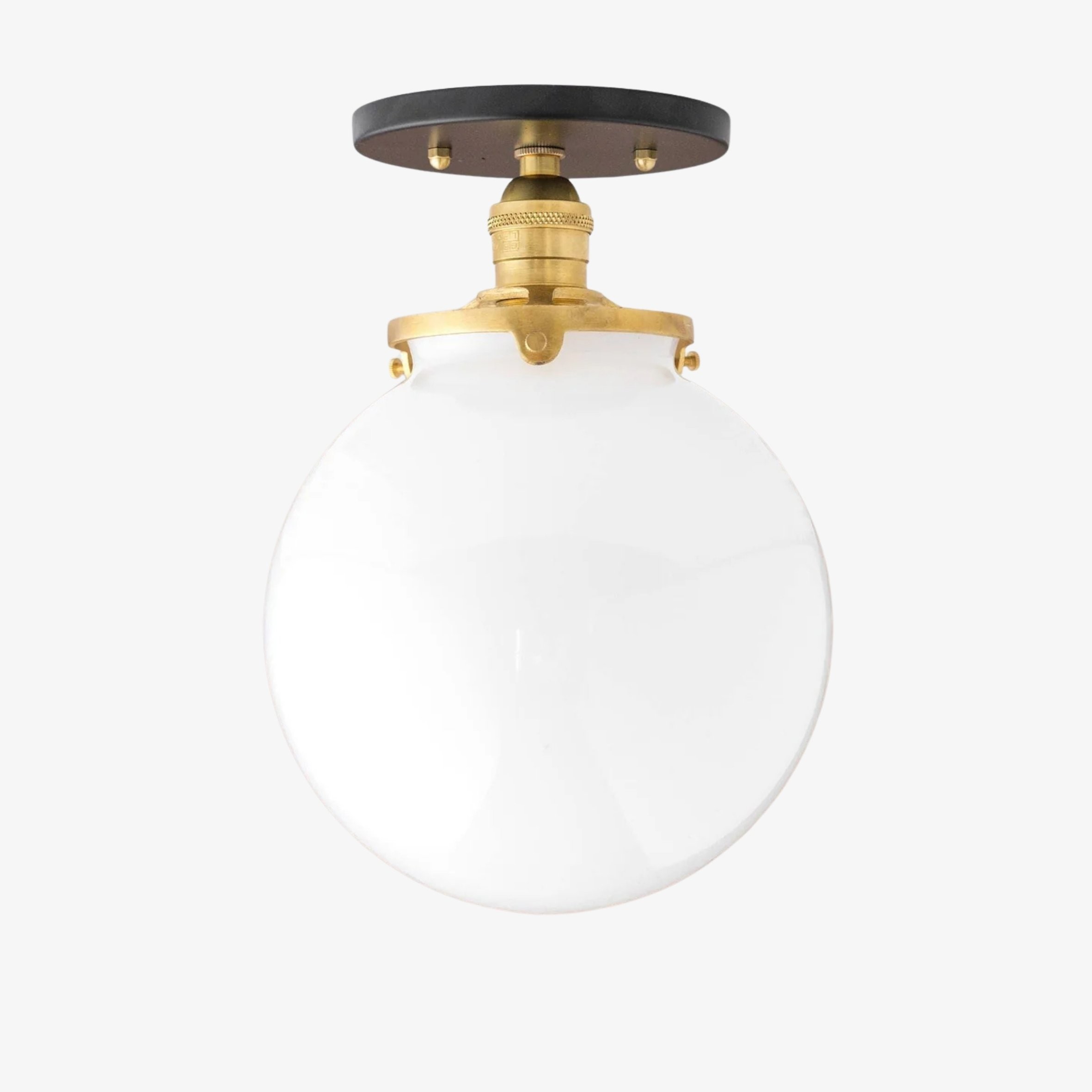 Glorica Glass Mid Century Semi Flush Ceiling Light - White Opal Glass Globe Fixture K1553