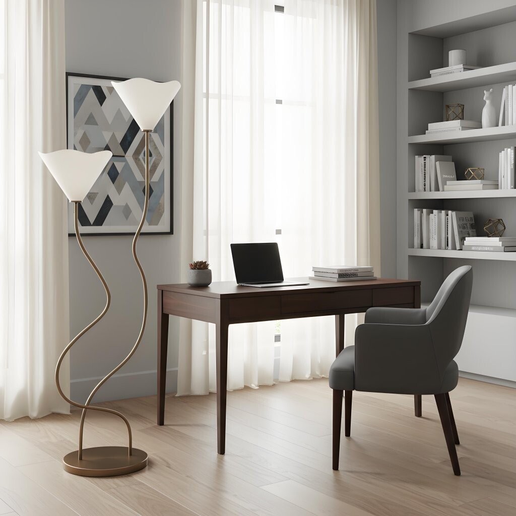 Kysara Floor Lamp - Dual-Stem Floral Design are Suitable for Placement in the Living Room or Bedroom or Study K1650