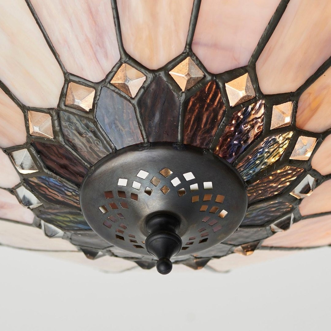TF Brooklyn Tiffany Semi-flush Ceiling Light - Geometric Glass Shade for Hallways or Living Rooms K2016