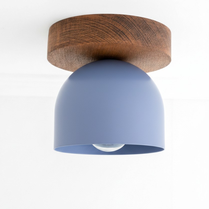 Metio Dome Flush Mount Ceiling Light - Oak Finish with Metal Shade K1421