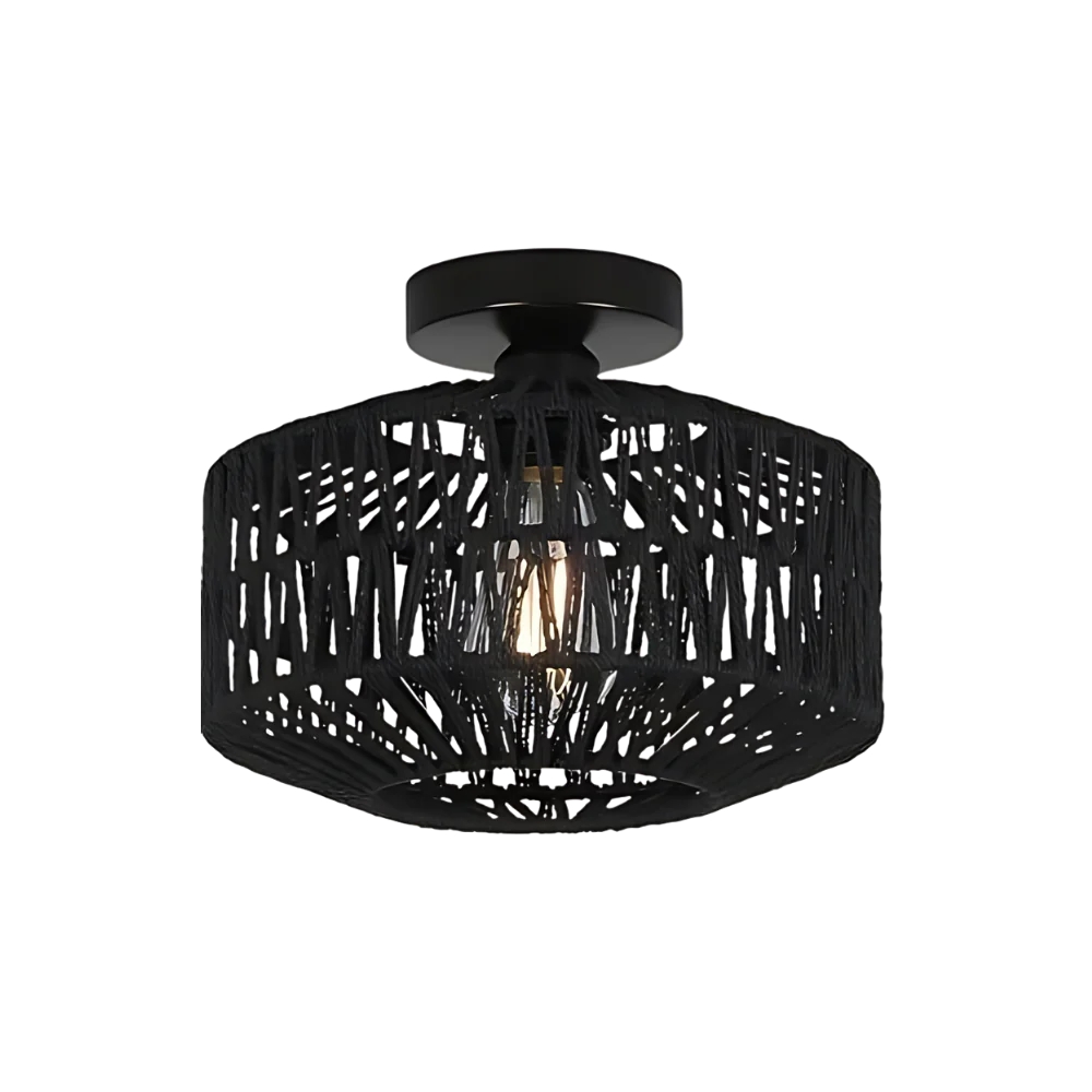 Woven Lantern Boho Radiance Rattan Ceiling Light D846