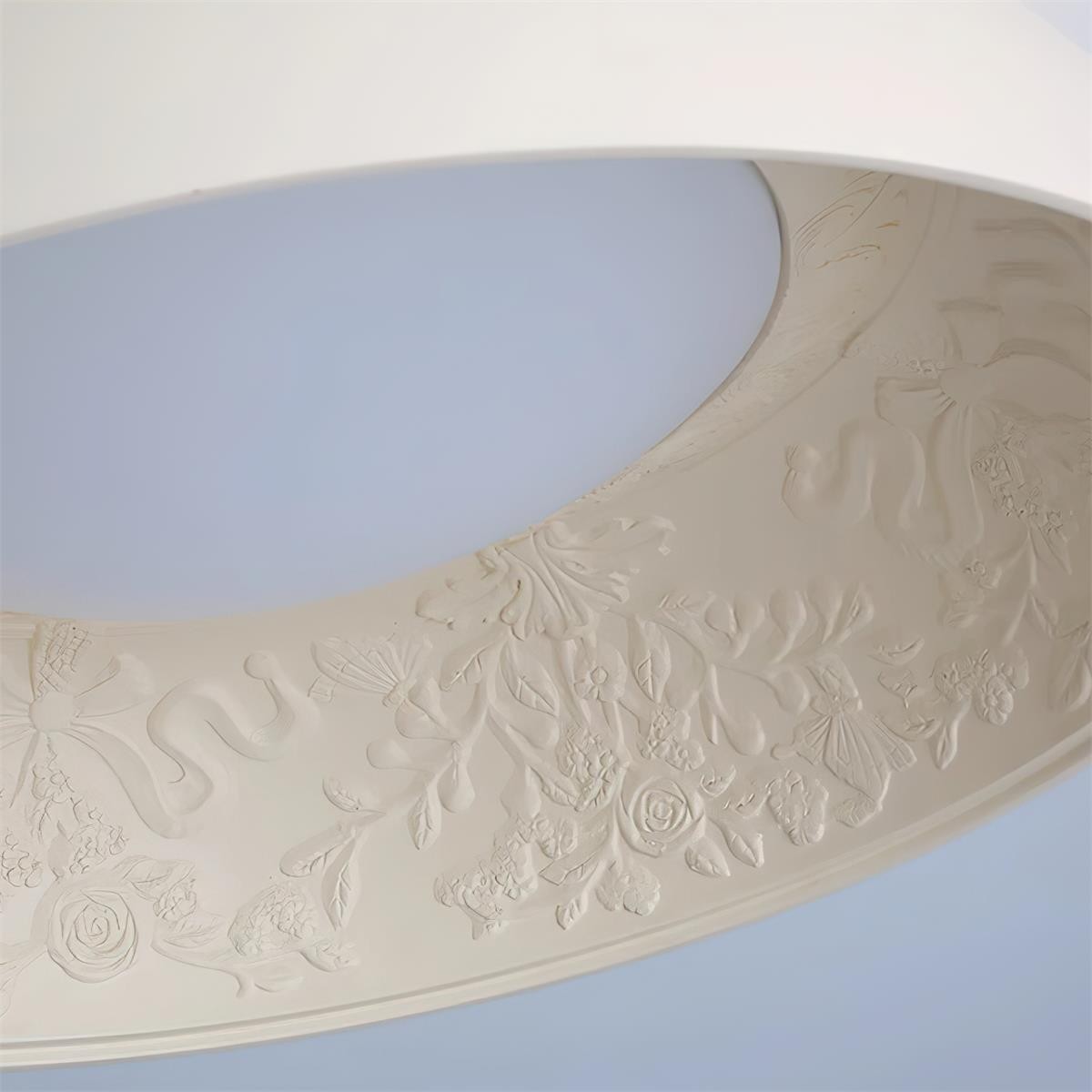 French Romantic Carved Round LED Ceiling Lamp K471