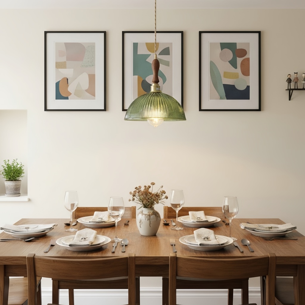 Ribilux Ribbed Pendant Light - Vintage Glass and Metal for Kitchen and Dining Room K2280