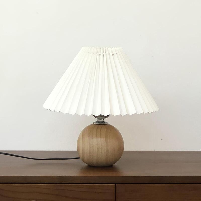 Pleated Wooden Table Lamp For Living Room K09