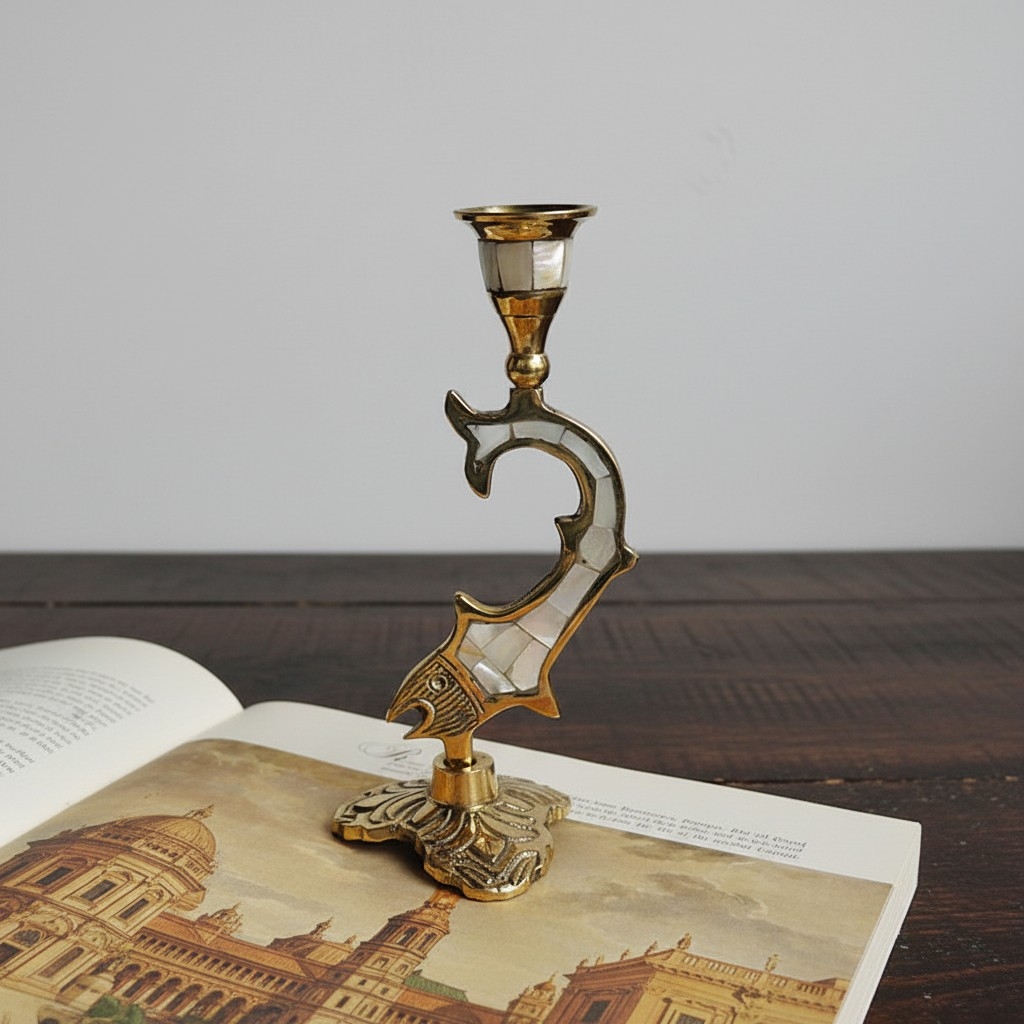 Ossik Veld Vintage Nordic Shell and Cow Bones Candle Holder for Dining Table K2363