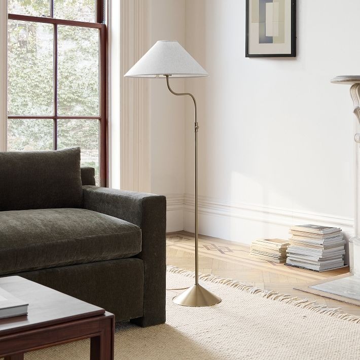 Fibura Elegant Floor Lamp Linen Shade Champagne Bronze – Add Warmth K1330