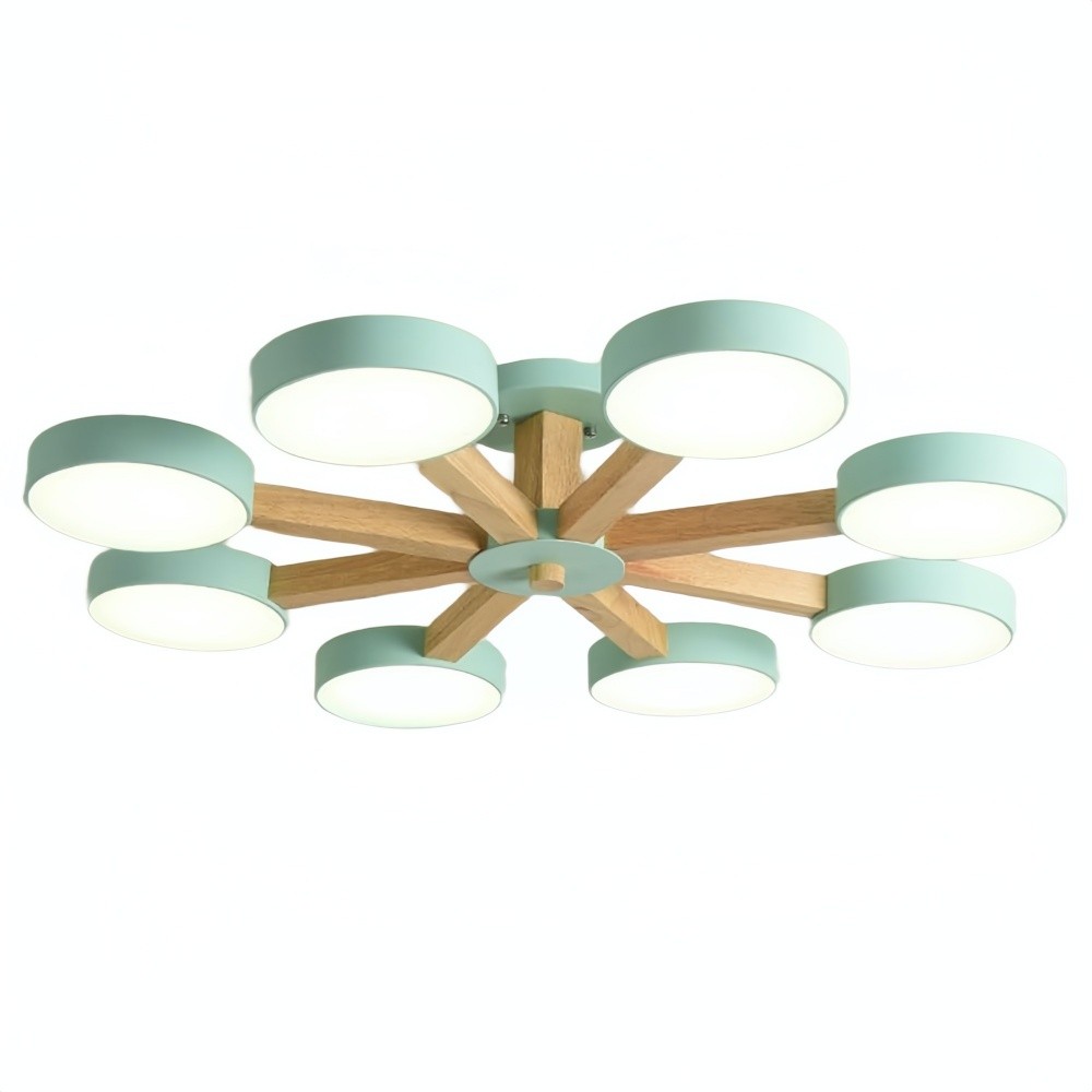 Multiple Round Wood Branched Ceiling Lamp K938