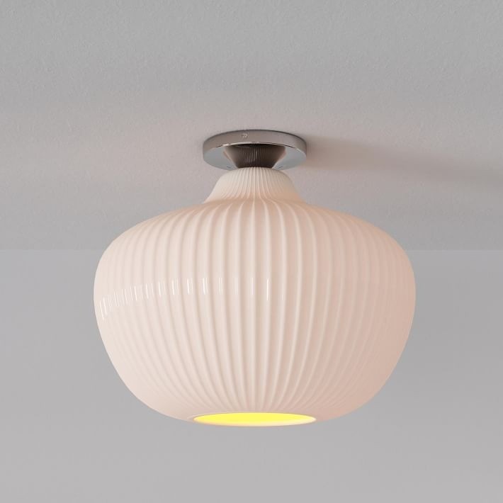 Rivrona Glass Flush Mount Ceiling Light - Modern Champagne Globe Design K1341