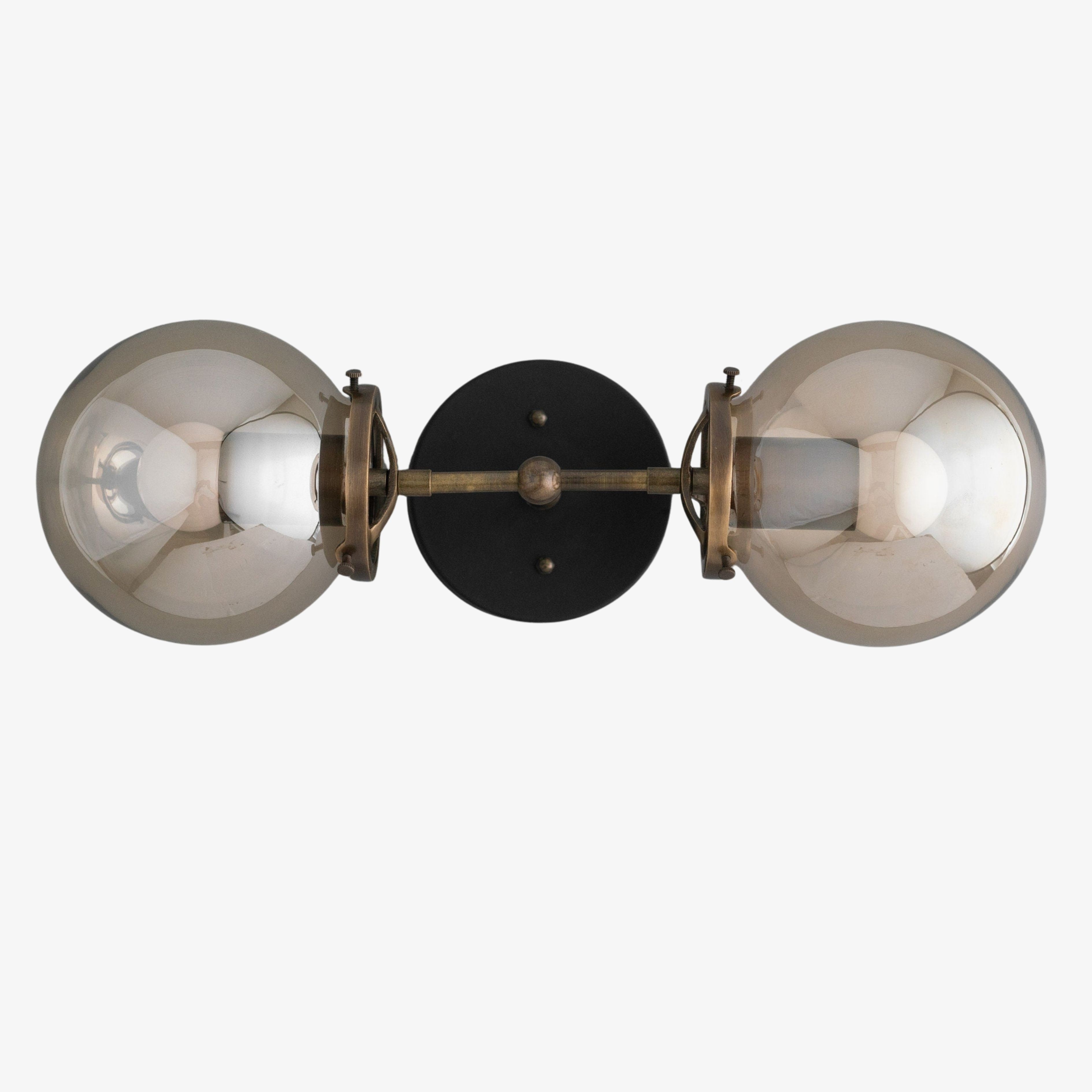 Lumio Globe Double Globe Vanity Wall Light - Rustic Farmhouse Bathroom Wall Fixture K1489