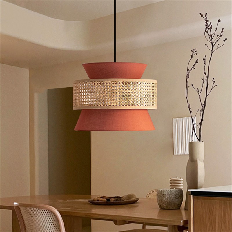 Retro Rattan Wood Woven Pendant Lamp